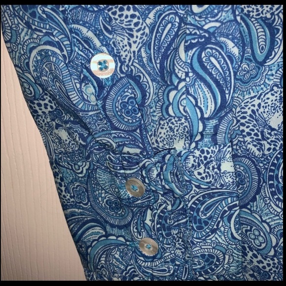 NWOT, Lilly Pulitzer Paisley Blue Blouse, Size 2 - Picture 4 of 5